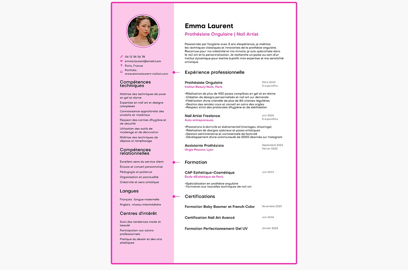 exemple de cv de prothésiste ongulaire